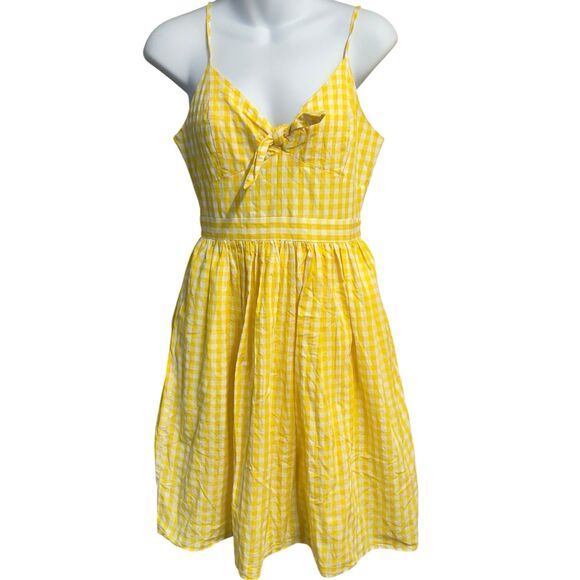 Endless Rose Dress Women Small Yellow Gingham Colorful Sundress Bow Front Summer - Picture 1 of 14